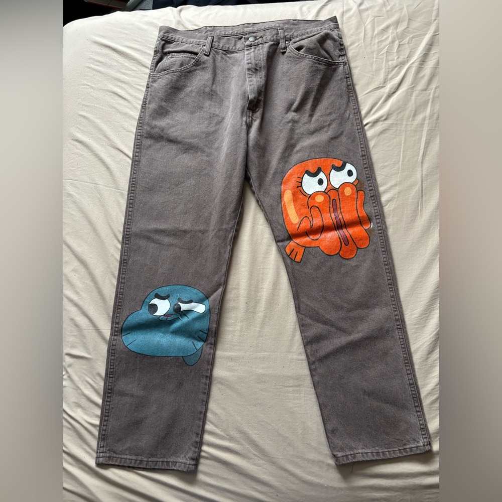 Cartoon Graphic Gray Jeans